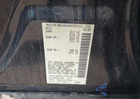 2018 Nissan Altima 2.5 Sv из США, поврежденный, VIN 1N4AL3AP6JC247974